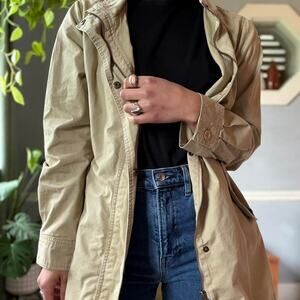 Tan lightweight utility trench coat (M)